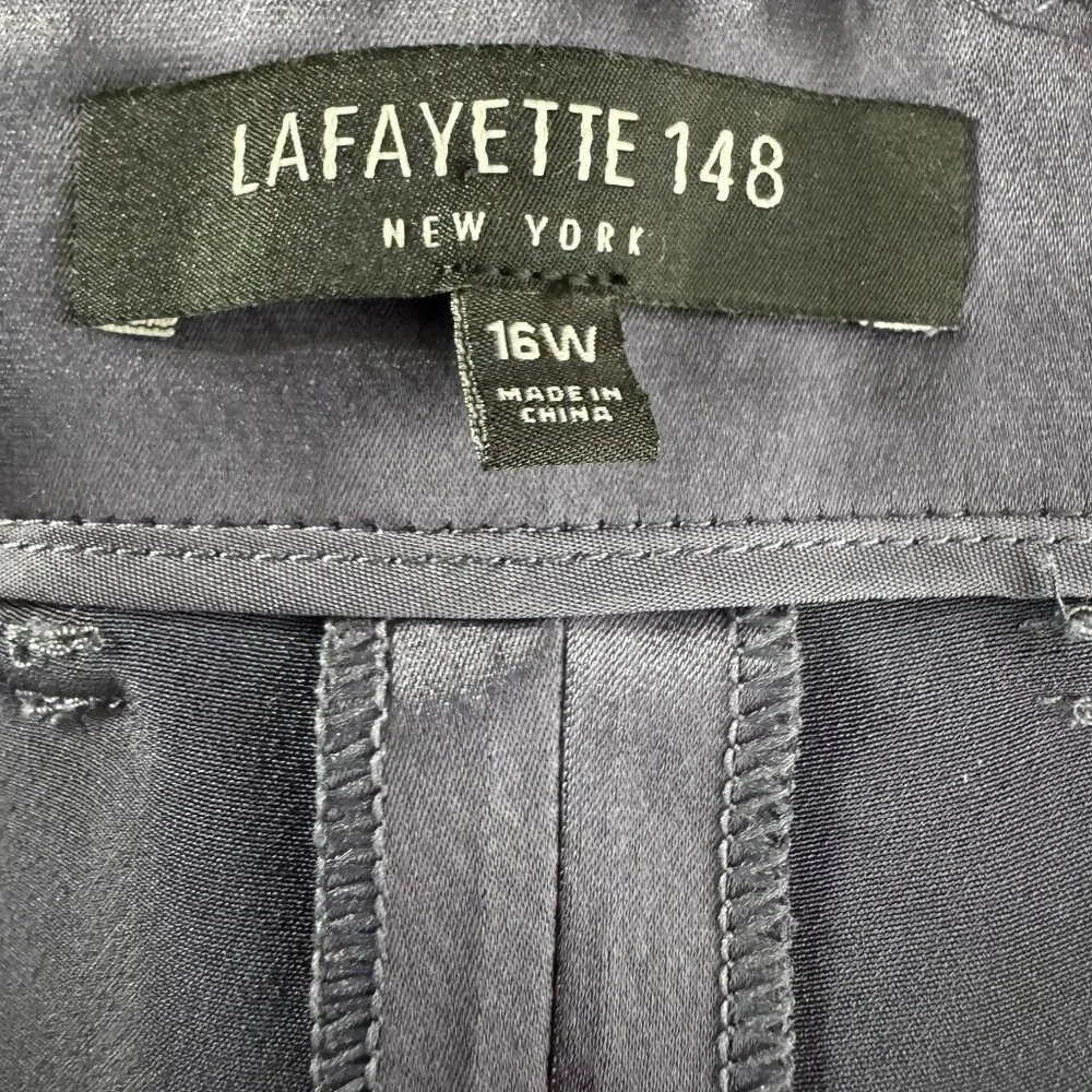 Lafayette 148 Satin Pants Womens‎ Size 16W Blue Acetate Blend NWT PT-2707